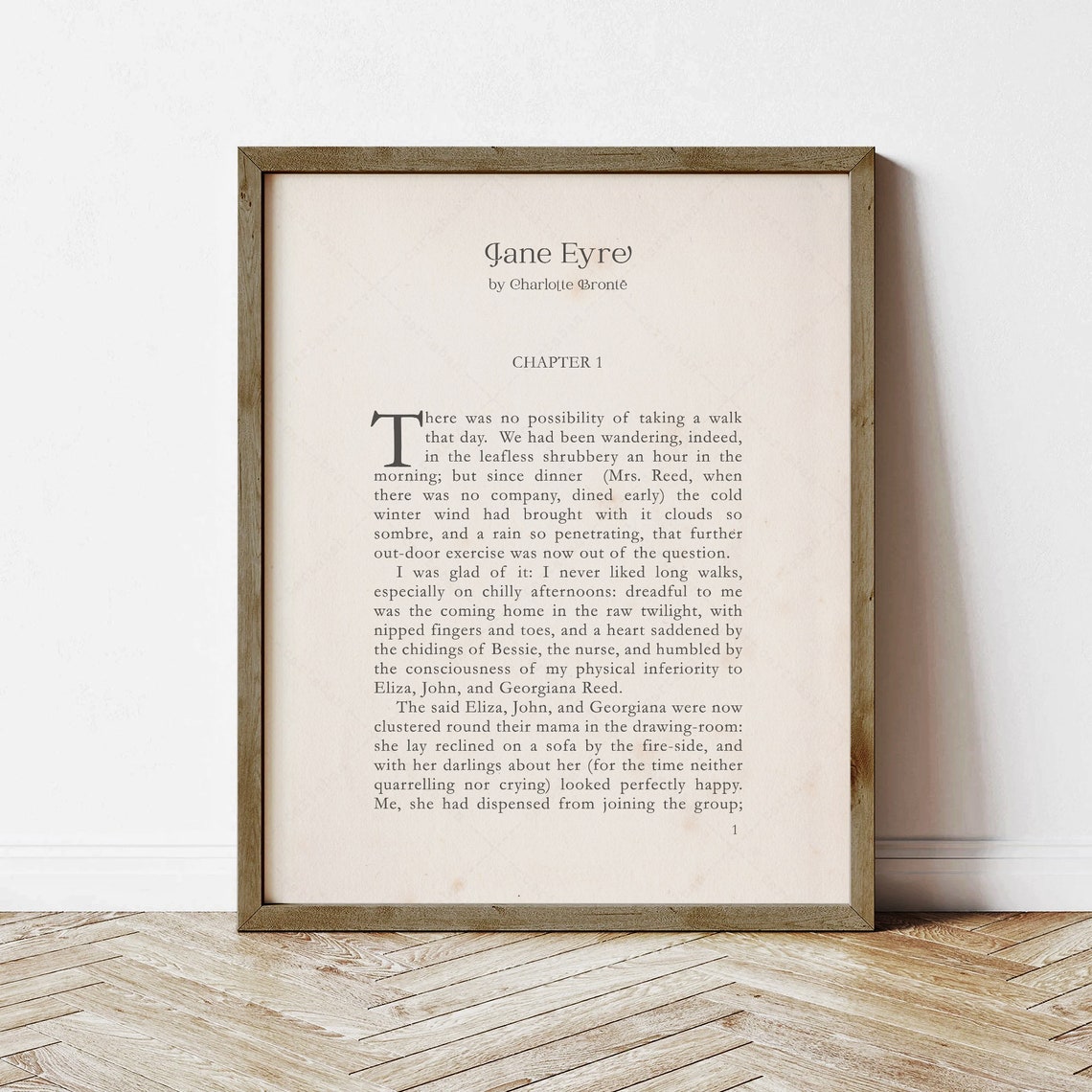 Jane Eyre Charlotte Bronte First Page Chapter One Classic Novel Poster