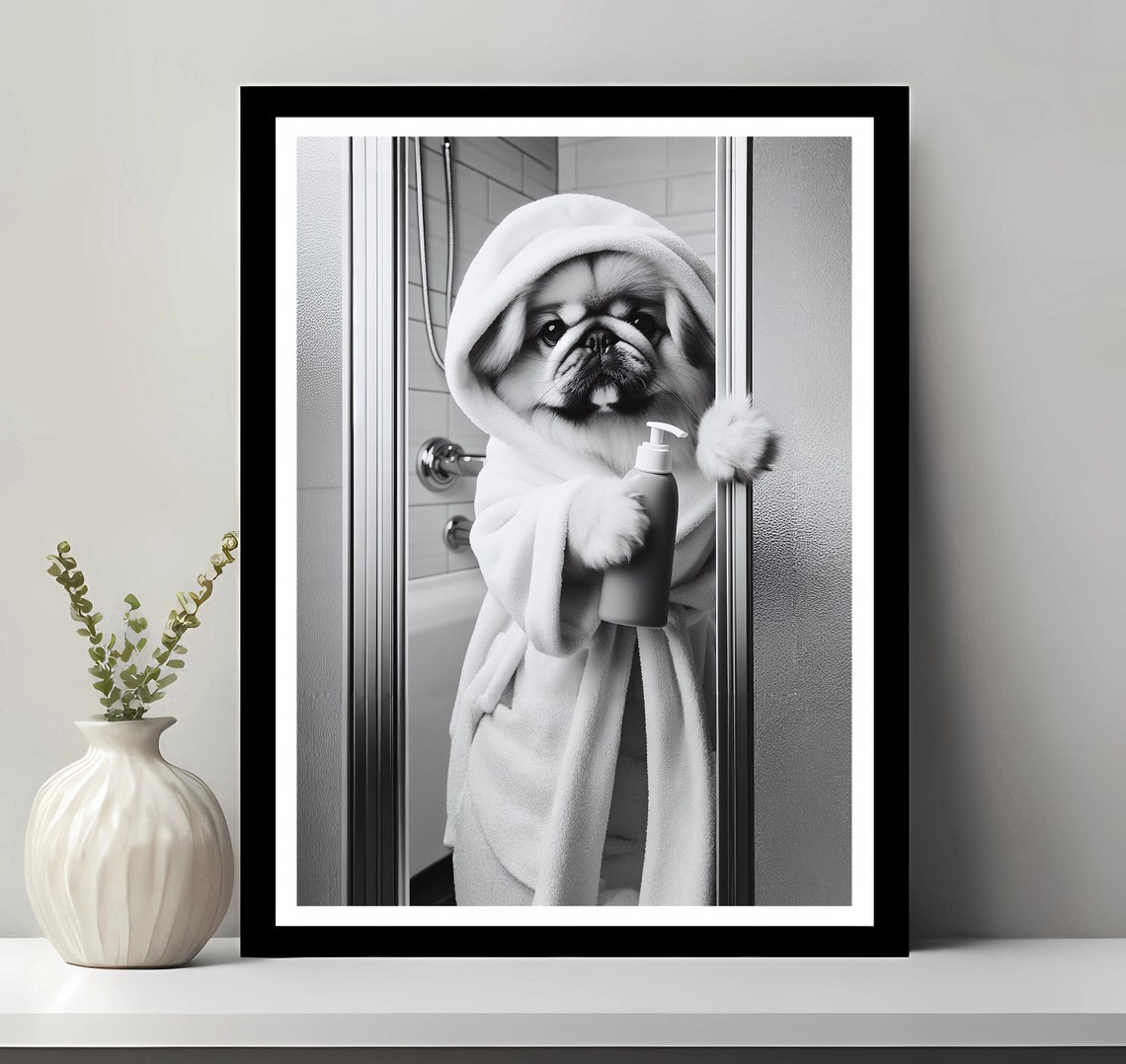 Pekingese Funny Bathroom Decor Art Print