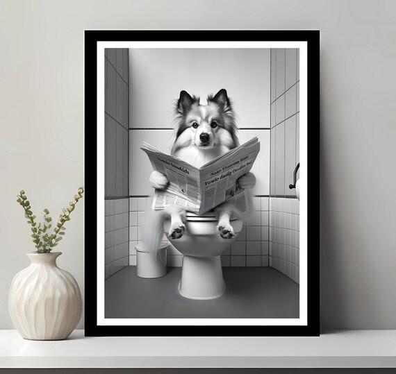 Sheepdog Wall Art Funny Bathroom Decor In Toilet Animal Petshop Dog Gift