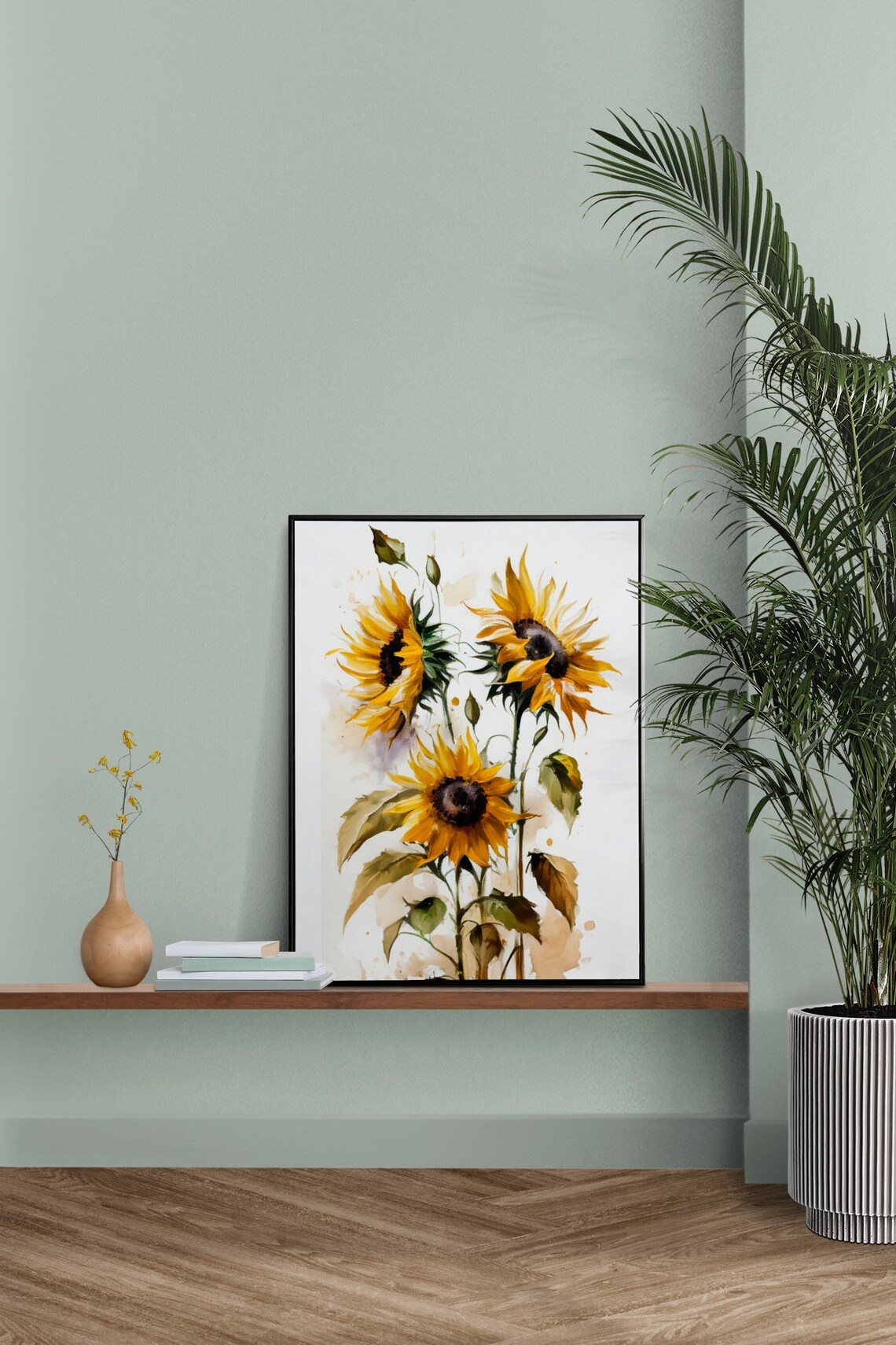 Sunflower Trio Loose Watercolor Botanical Flower Painting Poster - Image 3