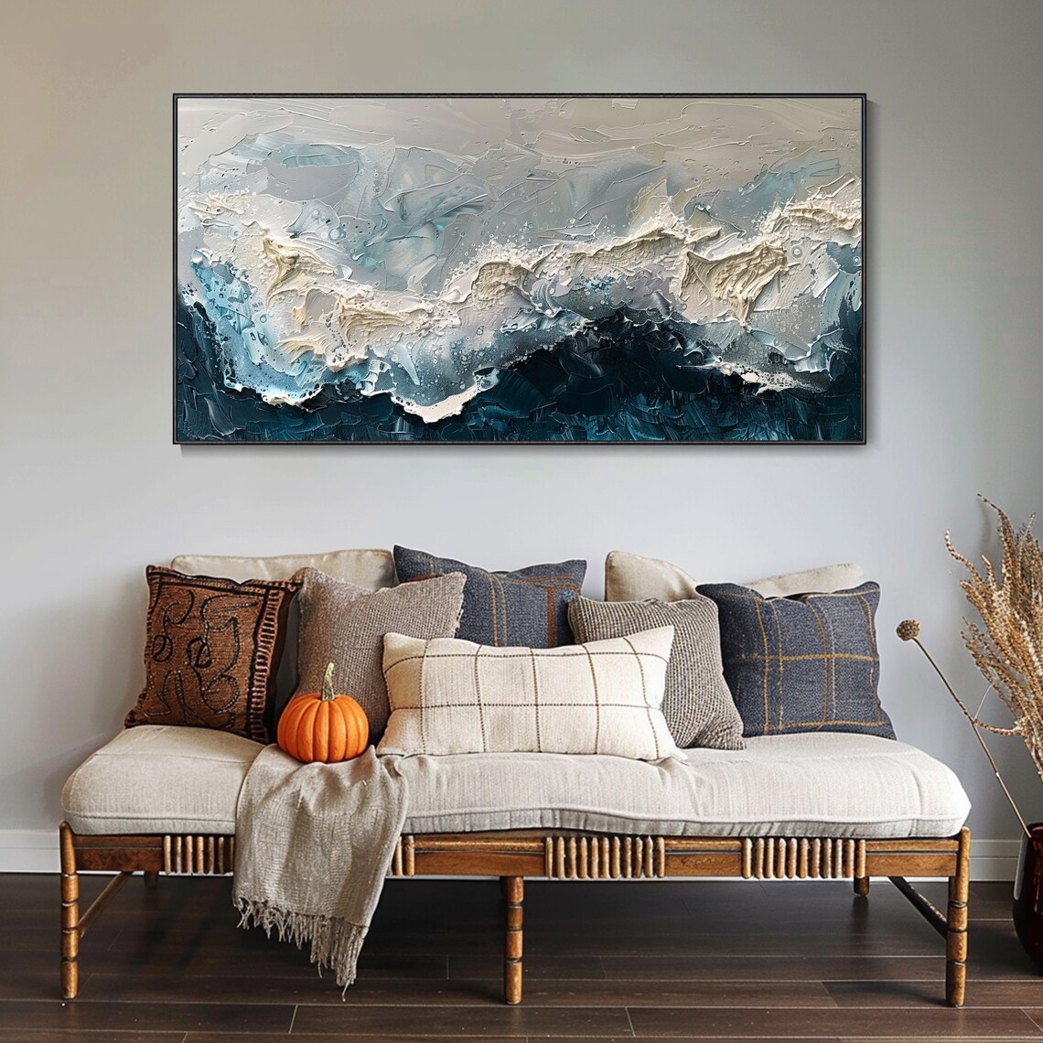 Minimalist Beach Wave Painting, Wabi Sabi Art Print - Image 2