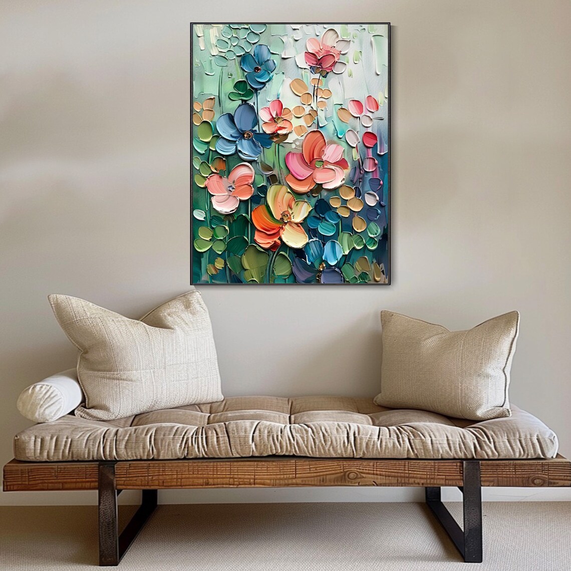 3D Textured Flower Abstract Art Print, Spring Decor - Image 3