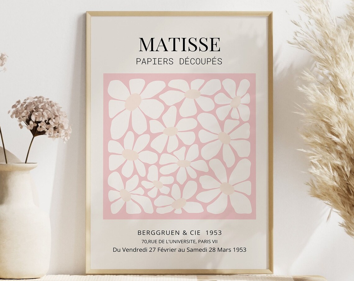 Matisse Papiers Decoupes Pink Flower Cut Out Vintage Art Poster