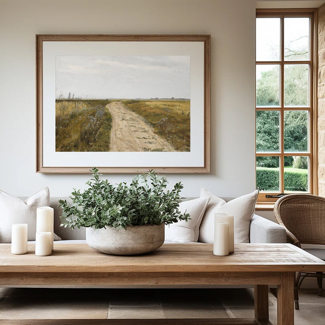 Country Dirt Road Golden Field Vintage Rustic Landscape Poster - Image 4