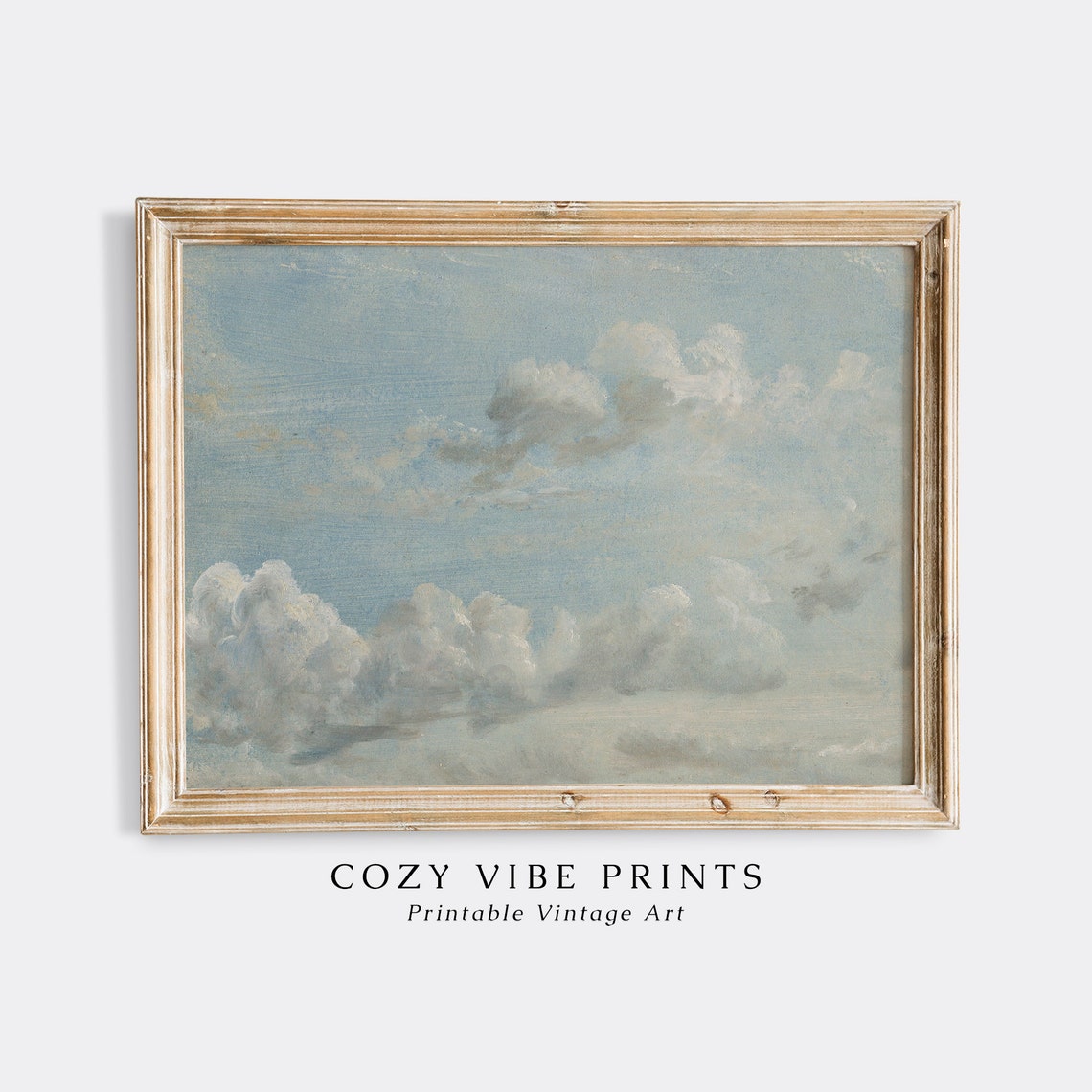 Cloud Study Blue Sky White Clouds Vintage Atmospheric Painting Poster
