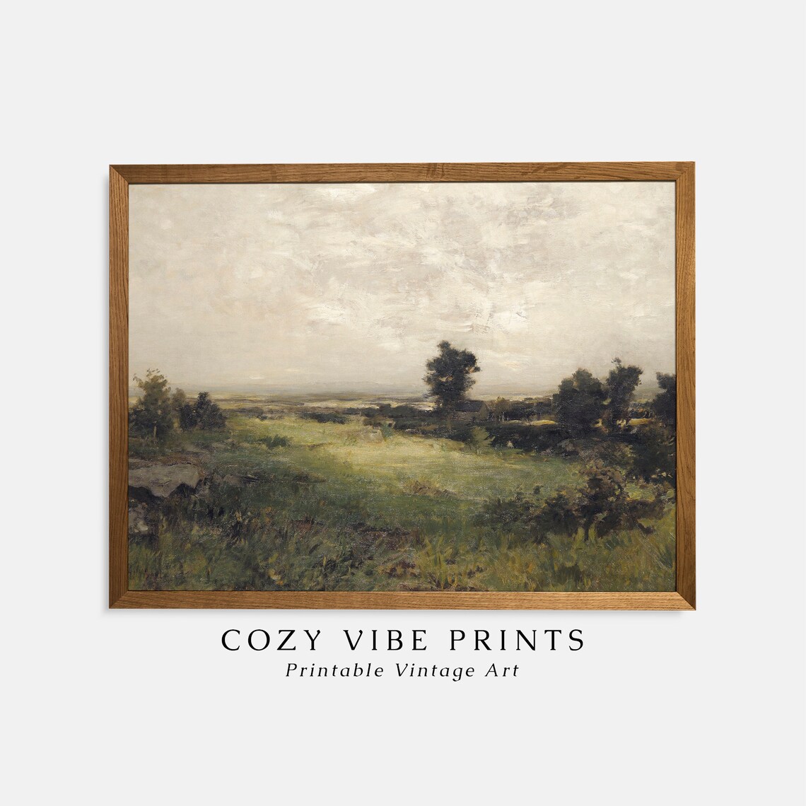 Vintage Landscape Art Print, Country Farmhouse Style