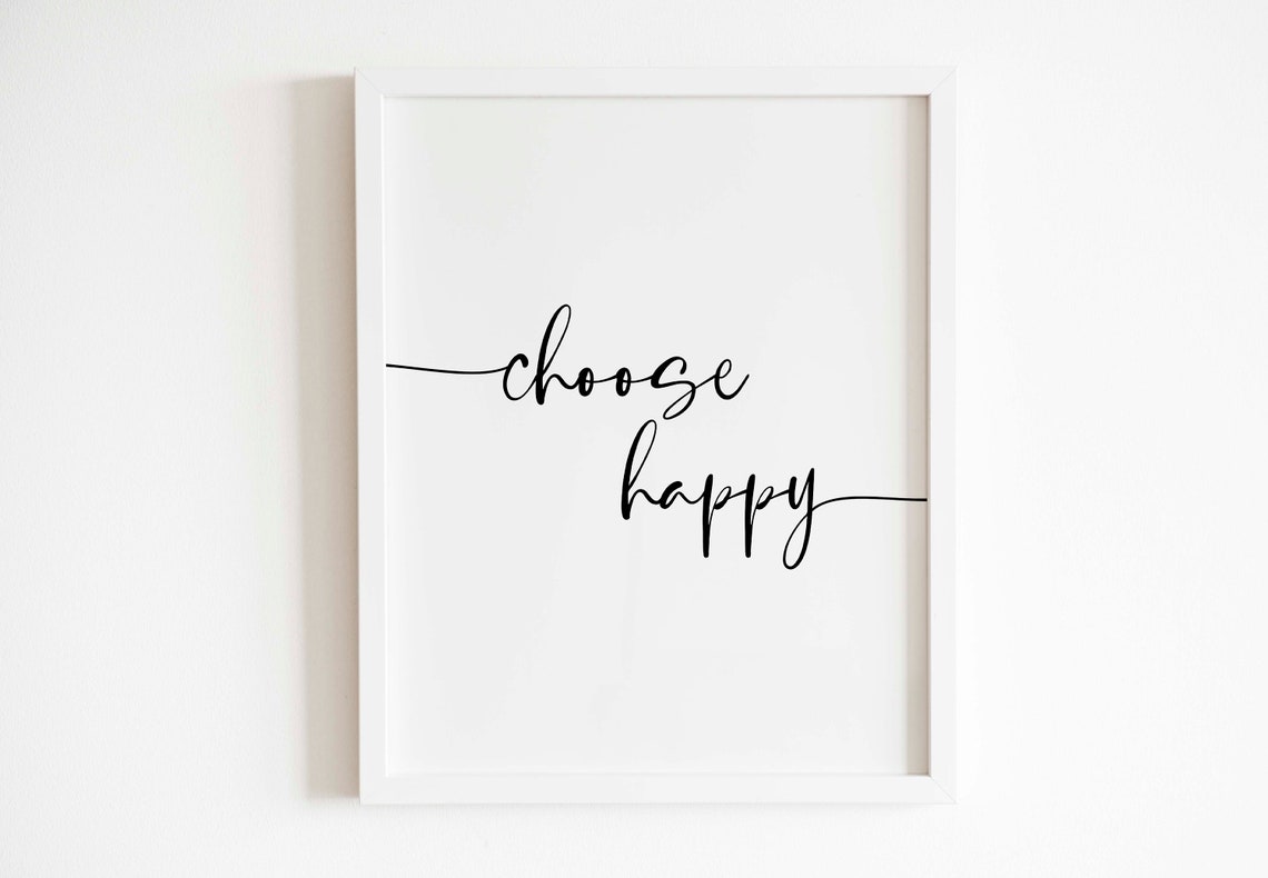 Choose Happy Flowing Script Minimalist Joyful Affirmation Poster