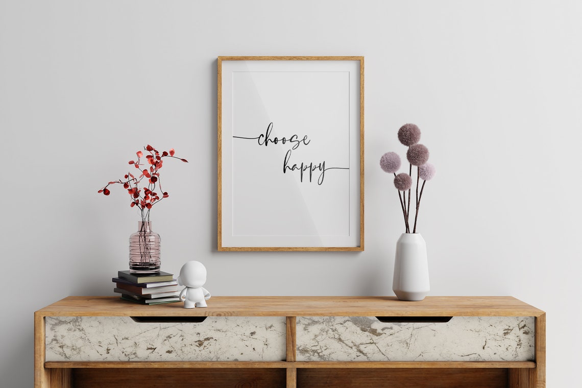 Choose Happy Flowing Script Minimalist Joyful Affirmation Poster - Image 3