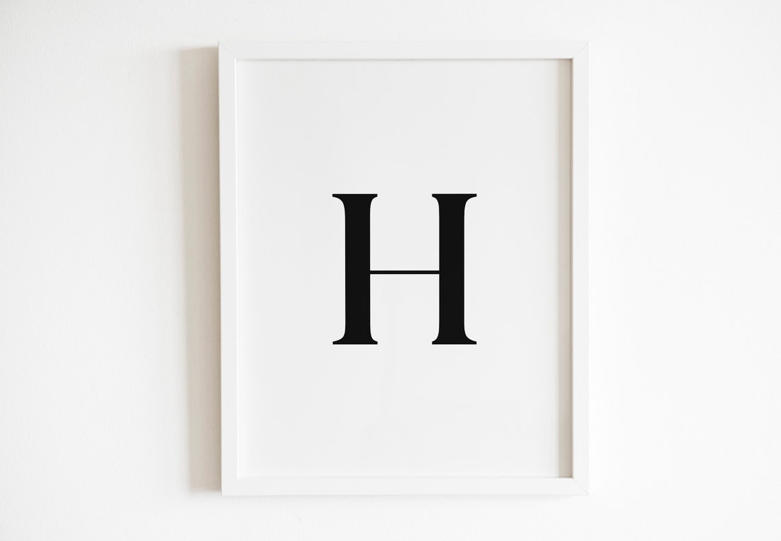 Letter H Bold Serif Monogram Initial Alphabet Minimalist Poster