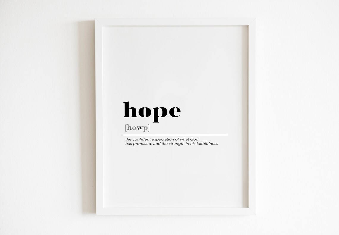 Hope Definition Inspirational Faith Quote Minimalist Typography Poster