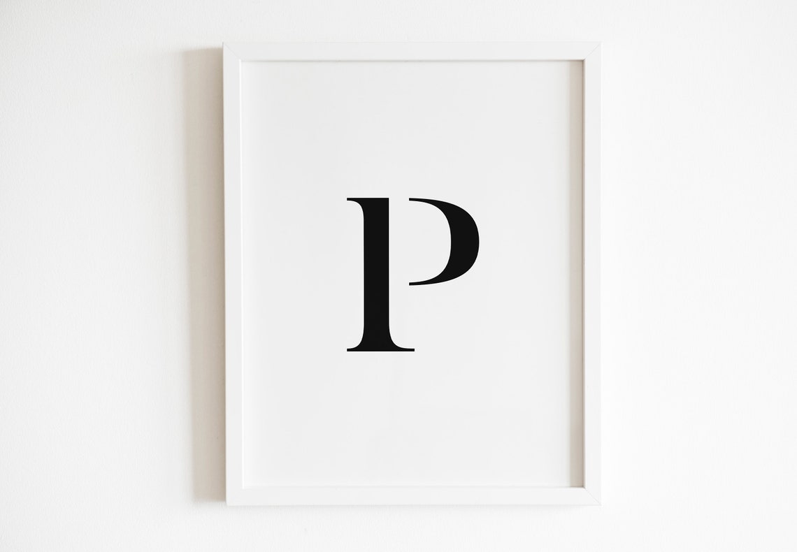 Letter P Bold Serif Monogram Initial Alphabet Minimalist Poster