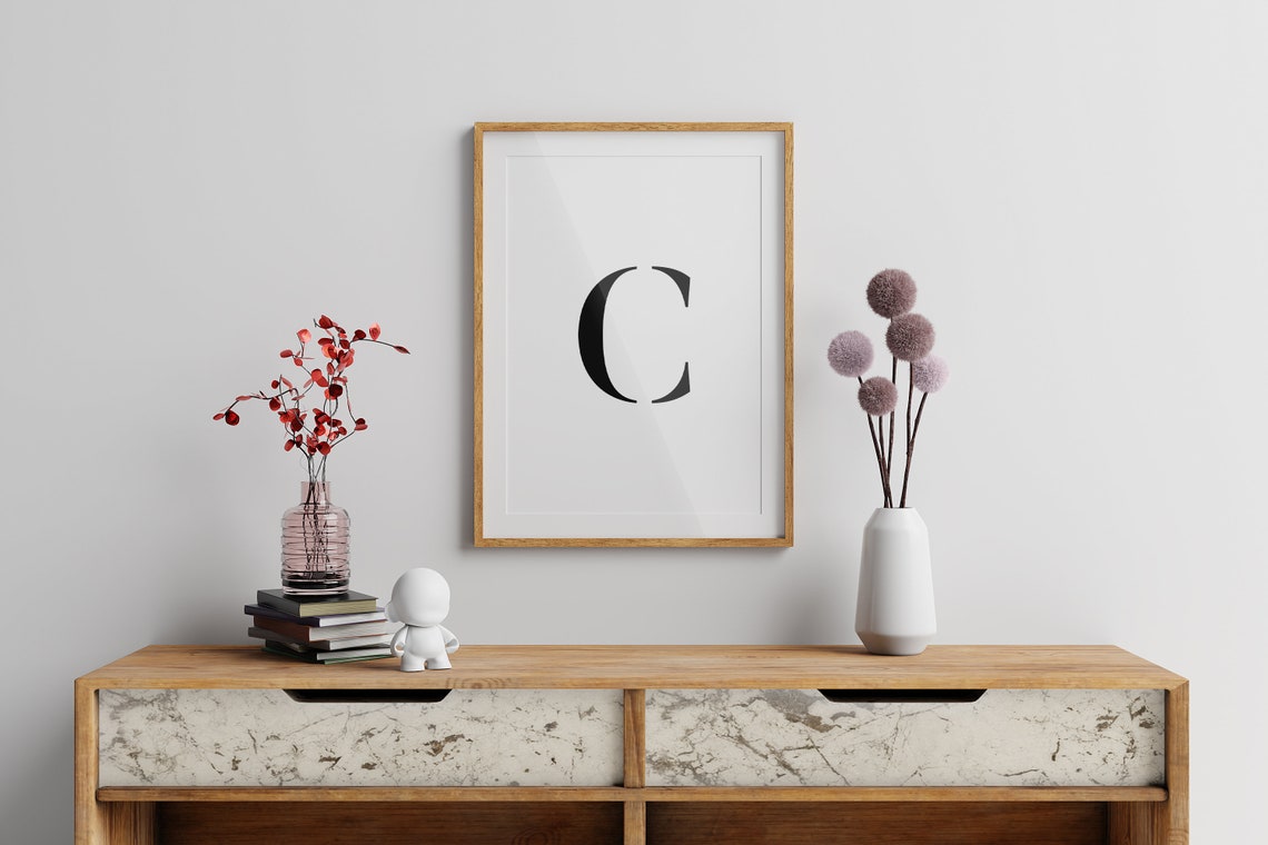 Letter C Modern Serif Monogram Initial Typography Wall Poster - Image 3