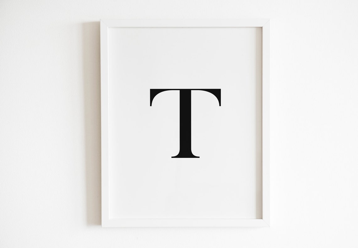 Letter T Bold Serif Monogram Initial Alphabet Minimalist Poster