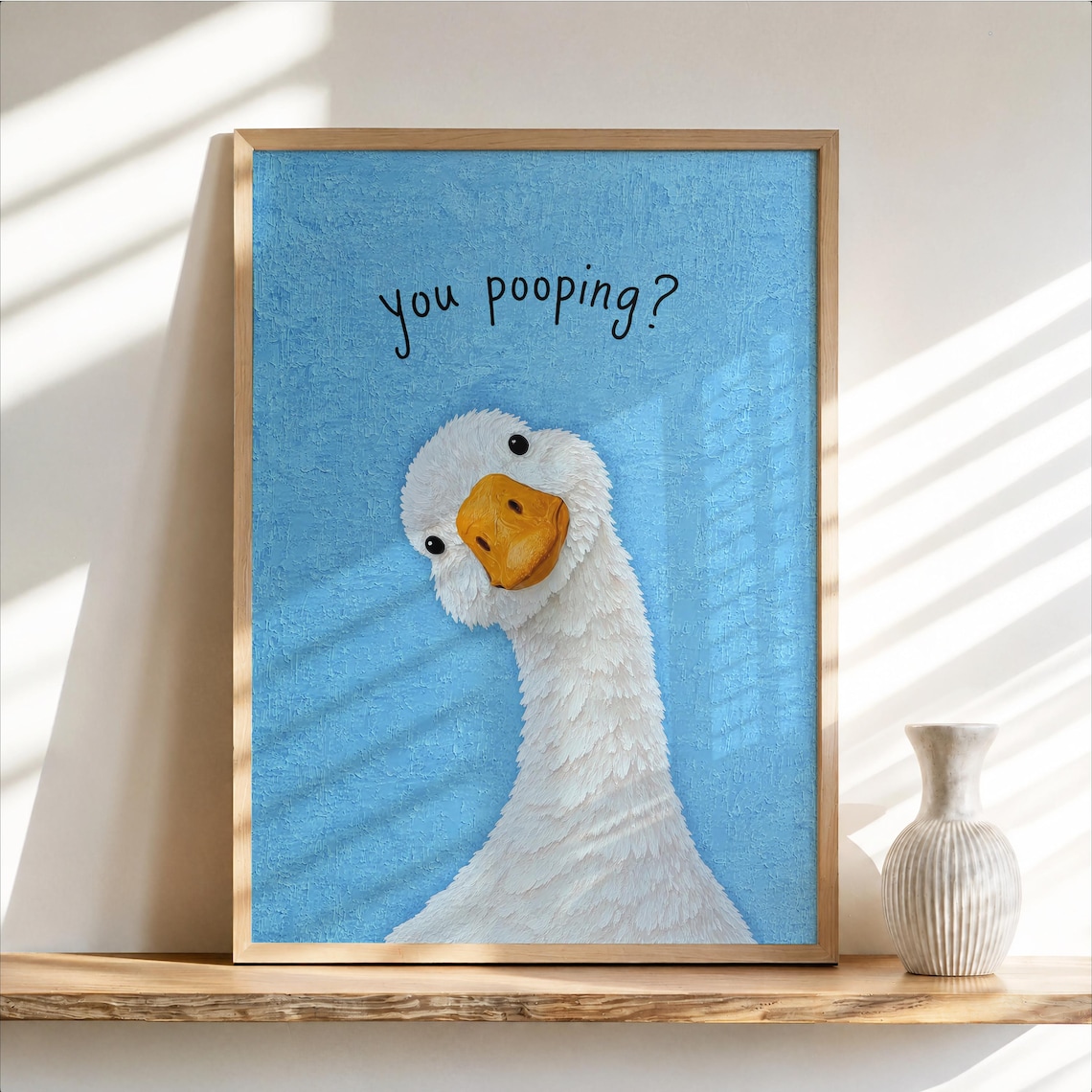 Funny You Poopin Goose Bathroom Sign Quirky Restroom Decor Humorous Farm Animal Poster Geese Wall Art Print Gift - Image 4