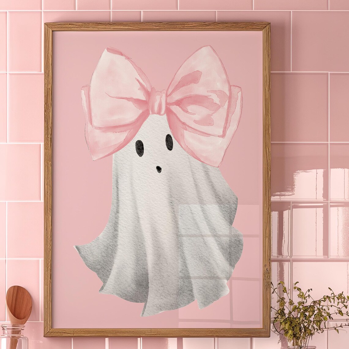 Pink Bow Ghost Coquette Halloween Poster - Image 4