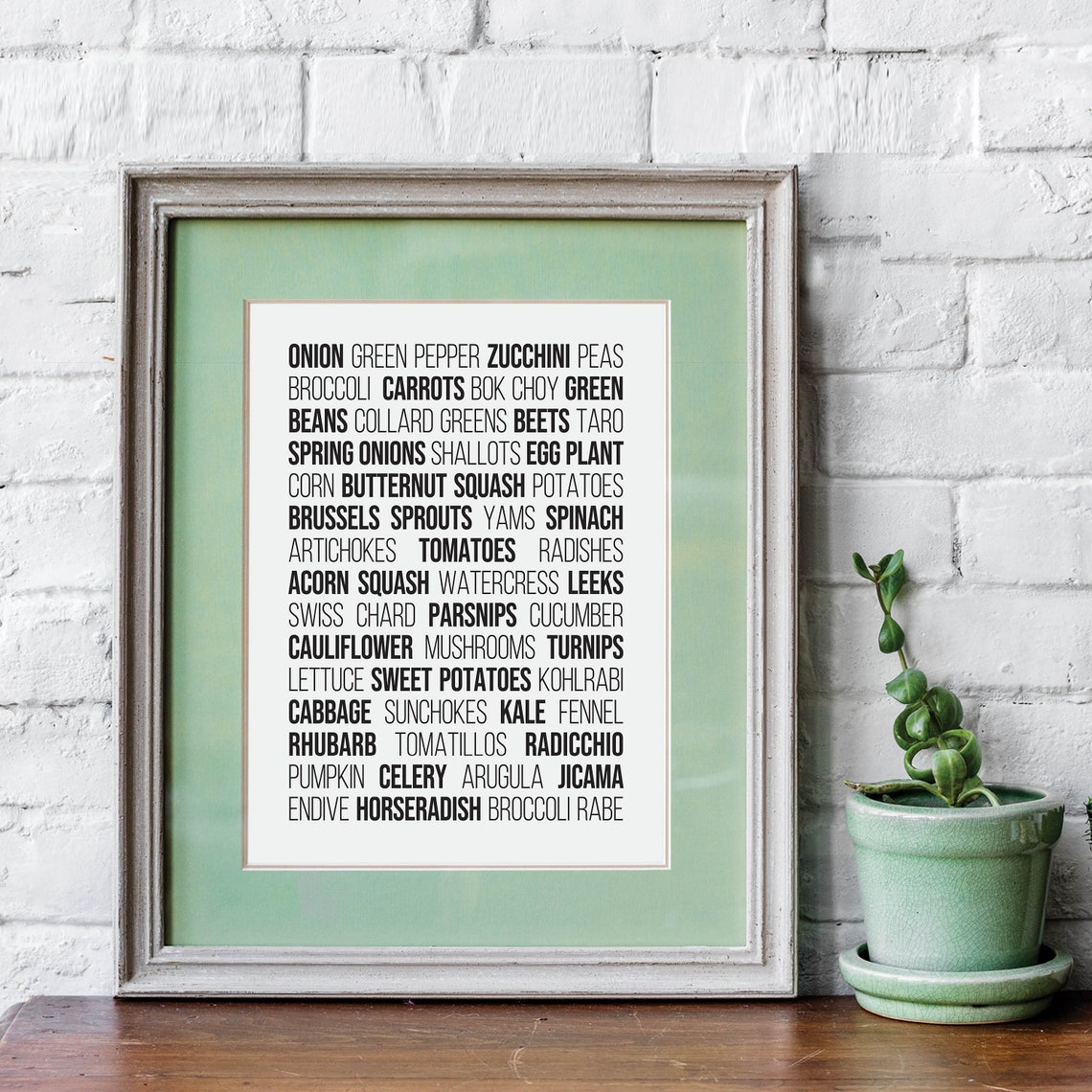 Vegetable Names Typographic List Kitchen Wall Decor Minimalist Poster - Image 3