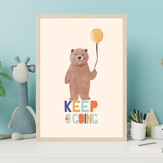 Playful Bear Kids Room Poster Nursery Wall Art