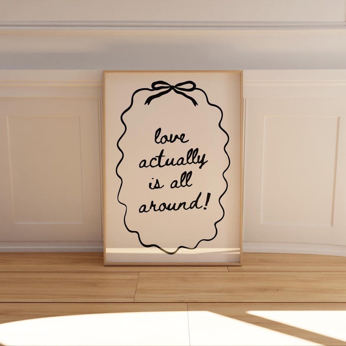 Love Actually Is All Around Romantic Handwritten Script Quote Wall Art