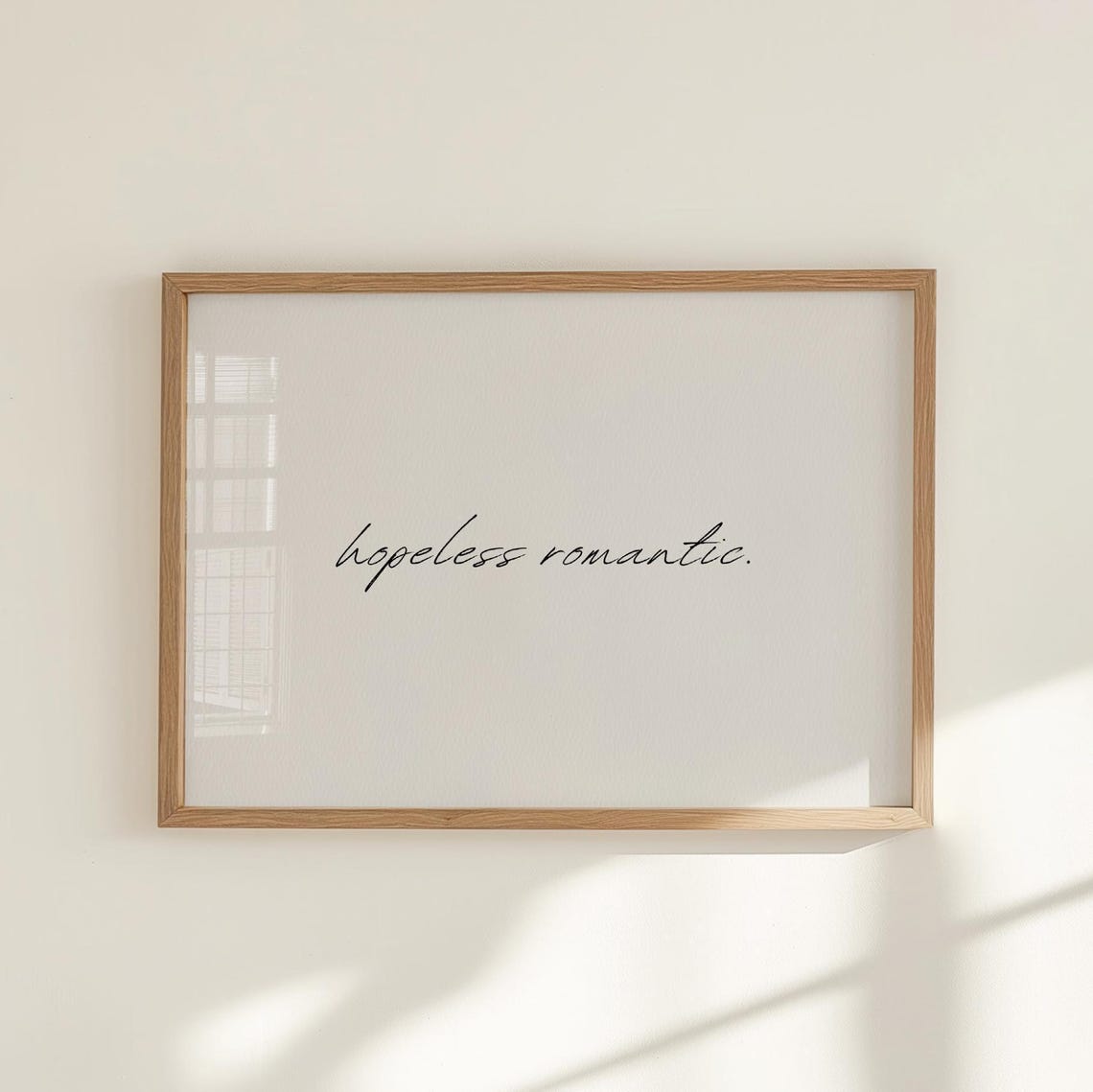 Hopeless Romantic Neutral Script Minimalist Love Quote Print