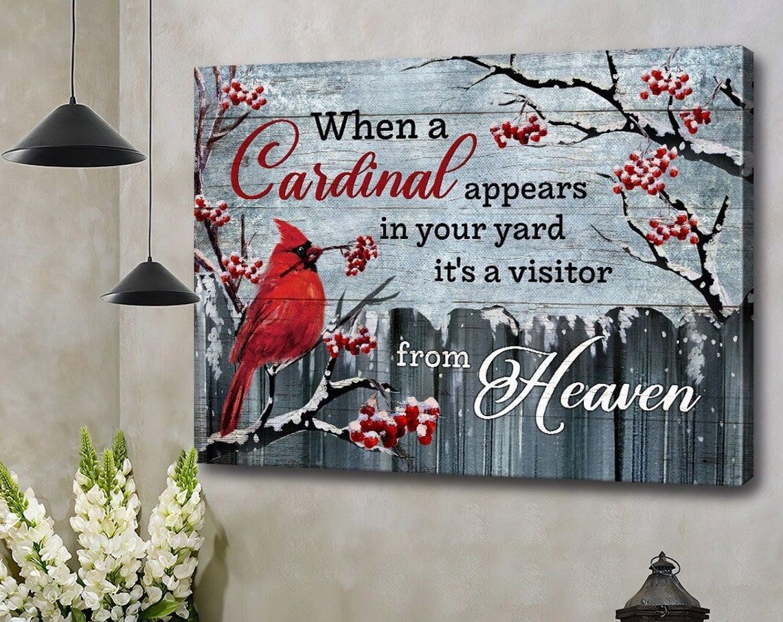 Cardinal Snow Branch Visitor From Heaven Memorial Art Poster