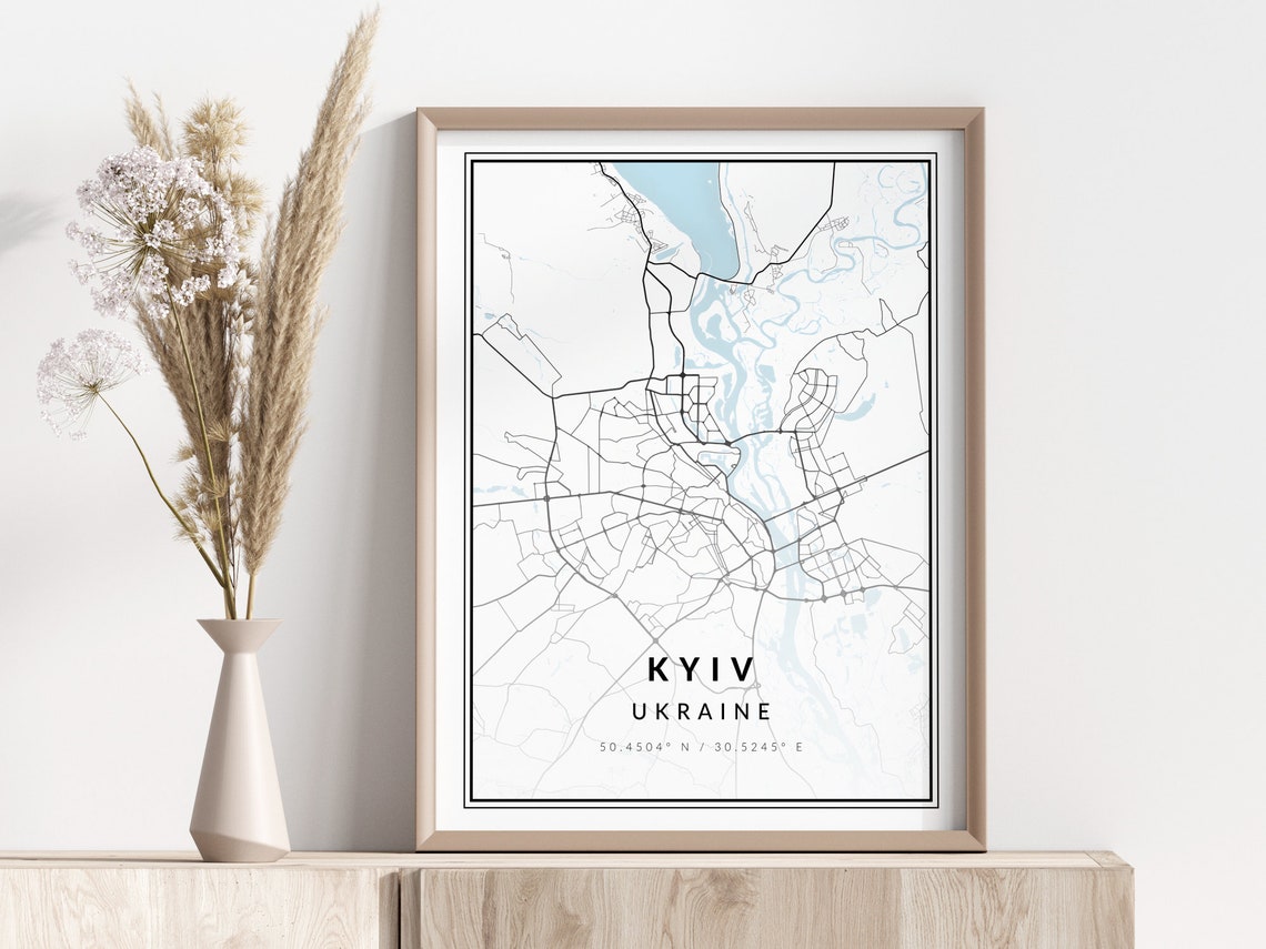 Kyiv City Map Print Poster Wall Art Geographic