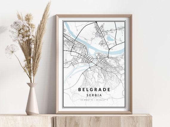 Belgrade City Map Print Poster Wall Art Geographic