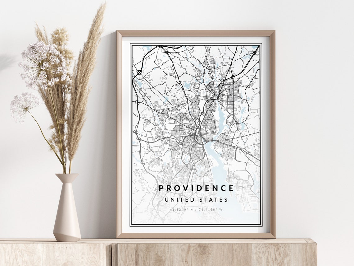 Providence City Map Print Poster Wall Art Geographic