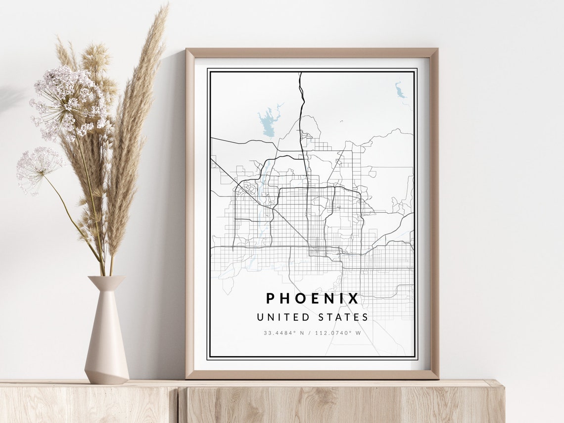 Phoenix City Map Print Poster Wall Art Geographic