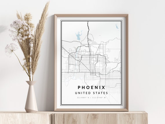 Phoenix City Map Print Poster Wall Art Geographic