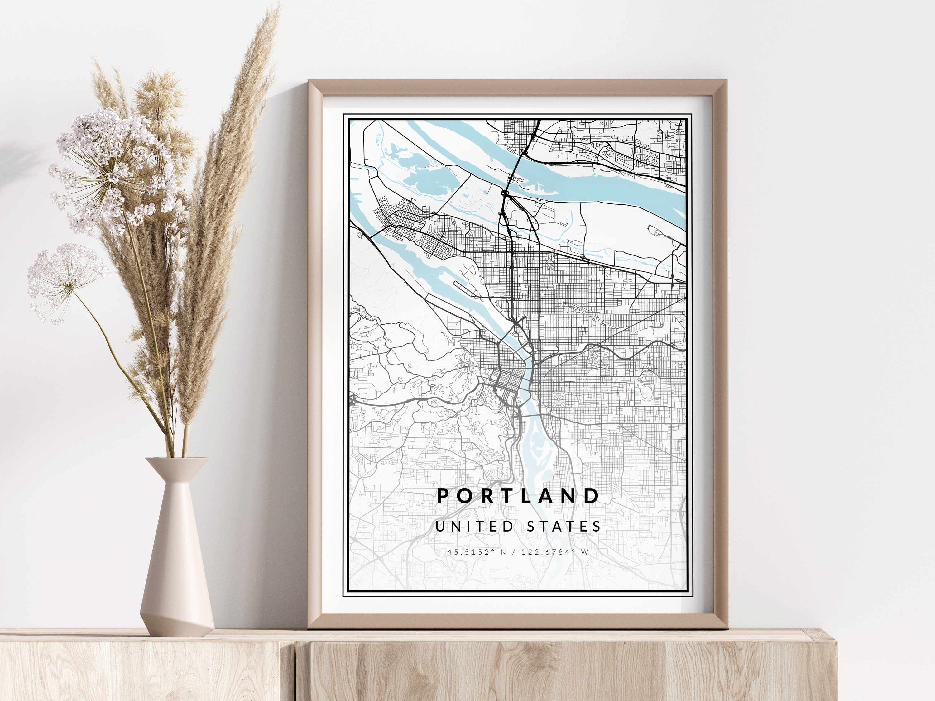 Portland Oregon United States Minimalist City Map Street Grid Poster