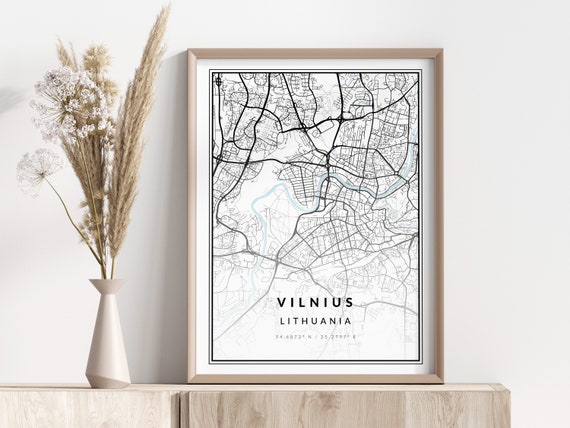 Vilnius City Map Print Poster Wall Art Geographic