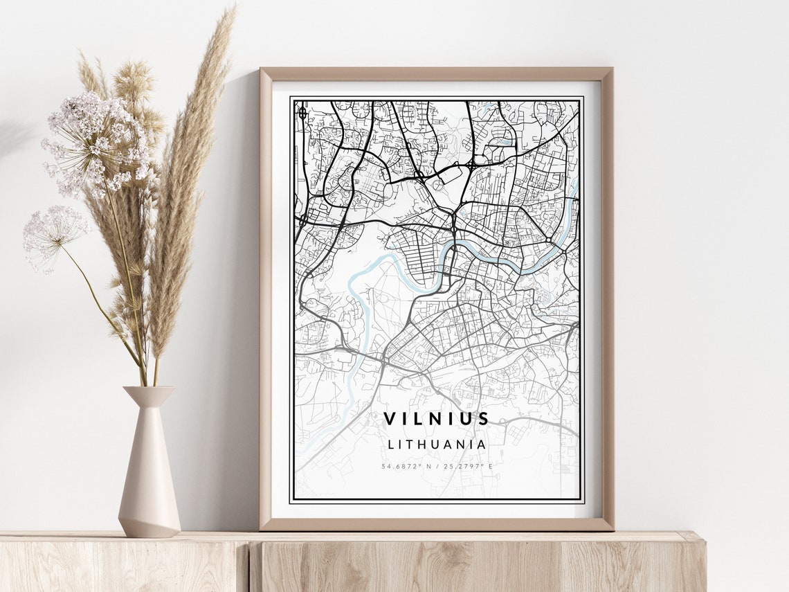 Vilnius City Map Print Poster Wall Art Geographic
