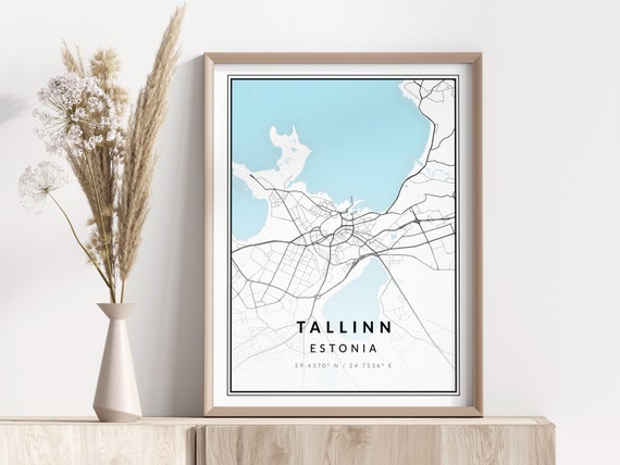 Tallinn City Map Print Poster Wall Art Geographic