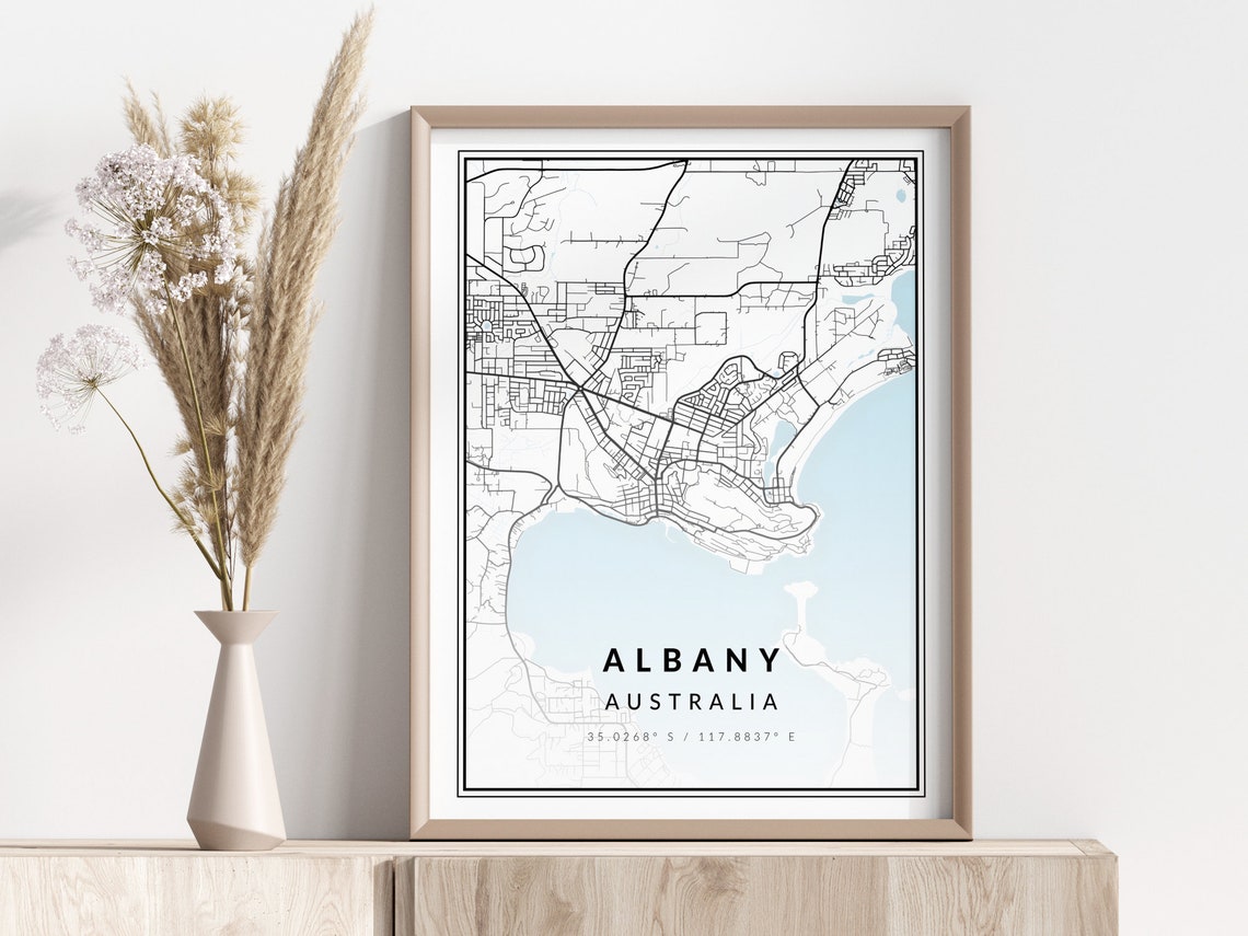 Albany Australia Harbor City Street Map with Coordinates Poster