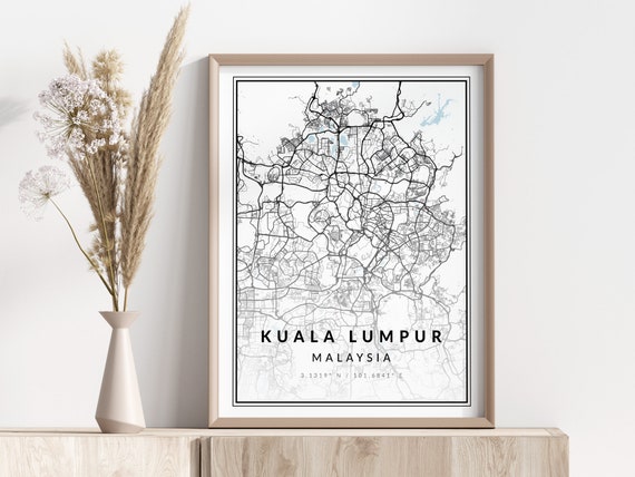 Kuala Lumpur Map Print Poster Wall Art Geographic