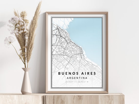 Buenos Aires Map Print Poster Wall Art Geographic