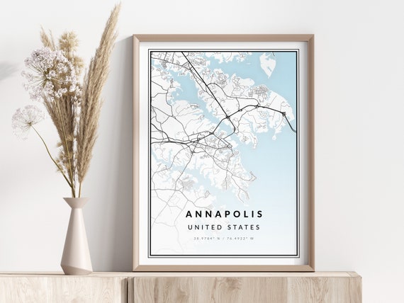 Annapolis City Map Print Poster Wall Art Geographic