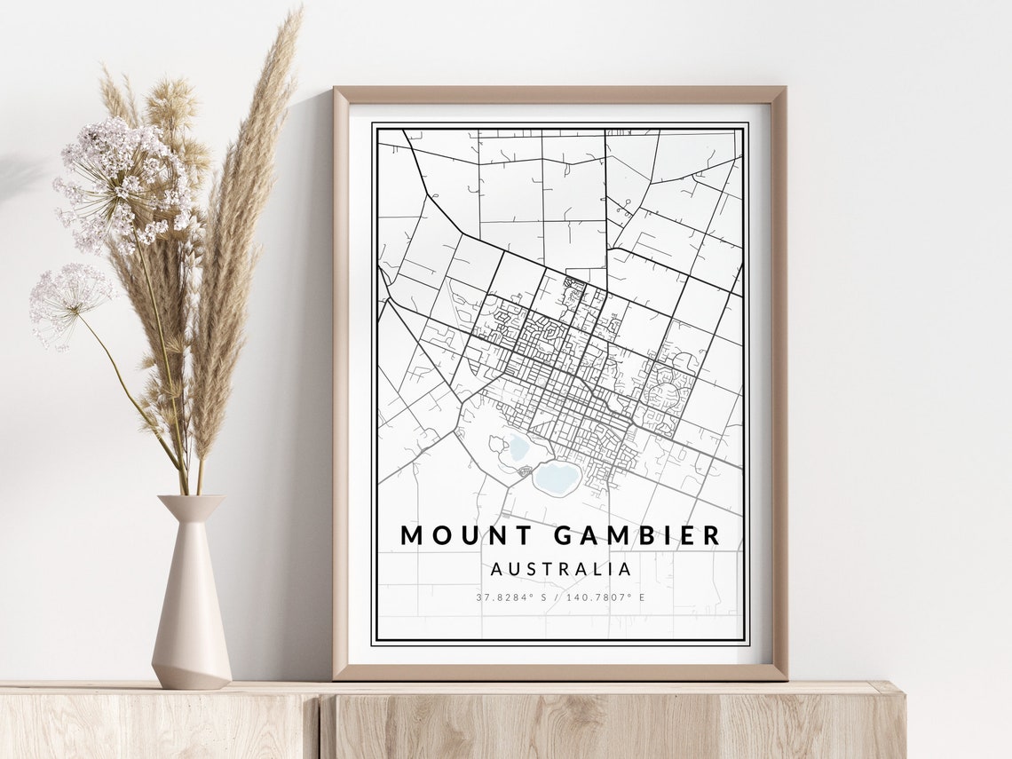 Mount Gambier City Map Print Poster Wall Art Geographic