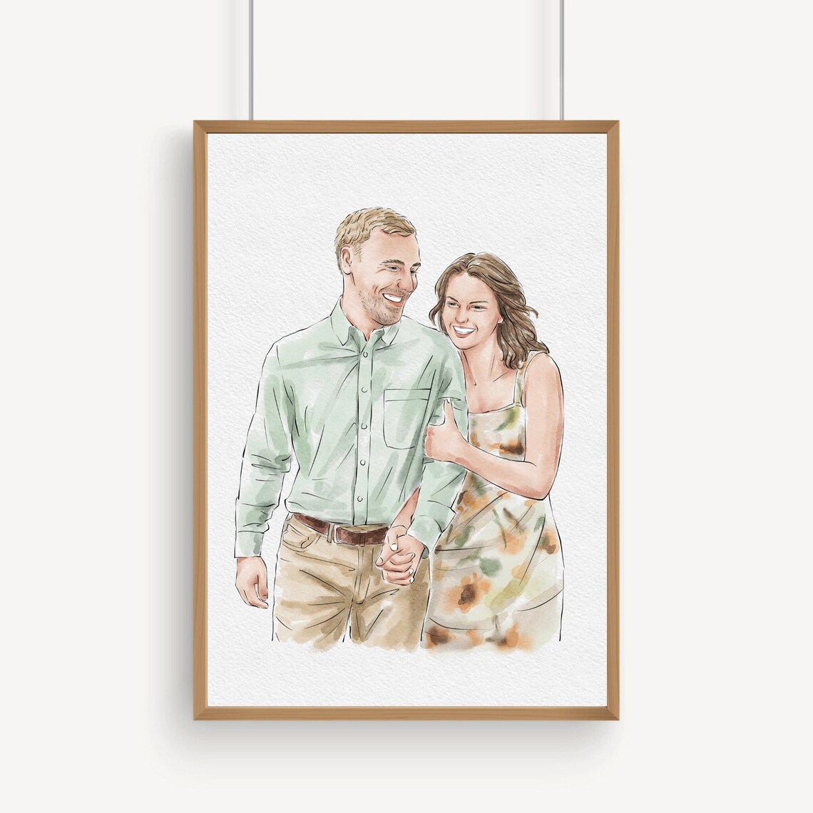 Custom Watercolor Couple Portrait, Proposal Gift