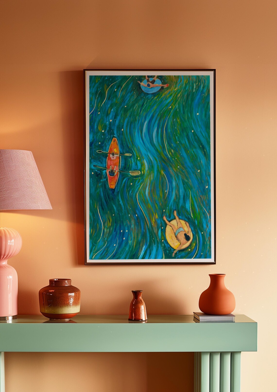 San Marcos River Texas Travel Poster, Kayaking Tubing