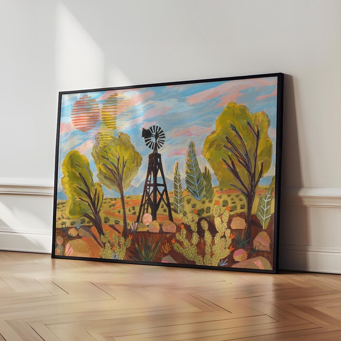 West Texas Windmill Art Print, Big Bend Desert Landscape
