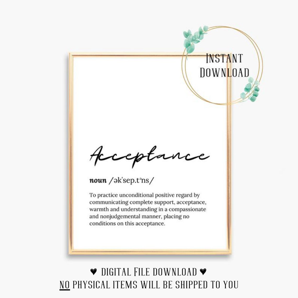 Acceptance Dictionary Definition Script Font Therapy Office Poster