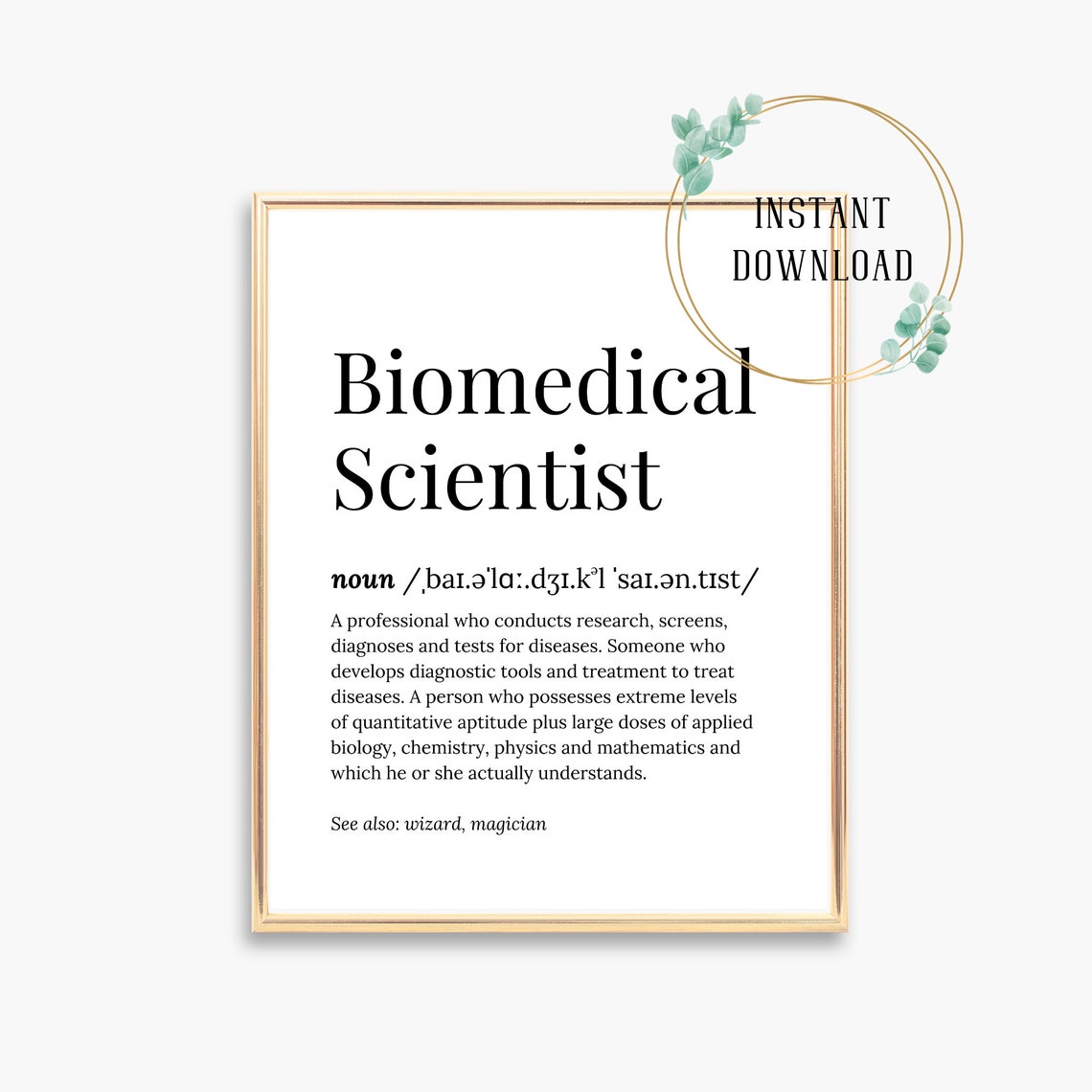 Biomedical Scientist Definition Serif Dictionary Funny Wizard Poster - Image 3