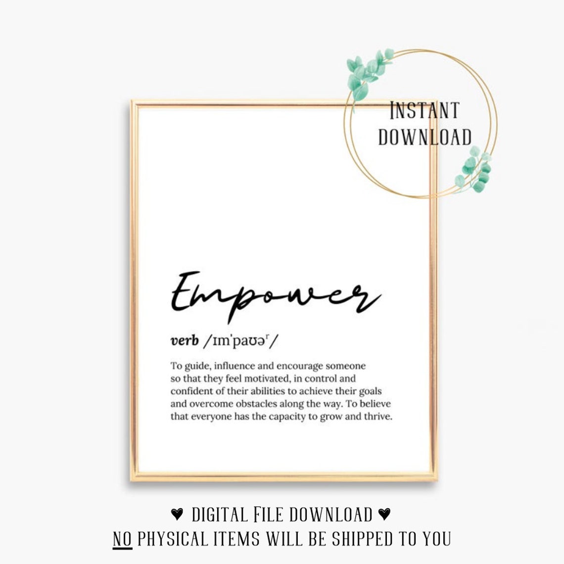 Empower Verb Definition Script Typography Motivational Poster