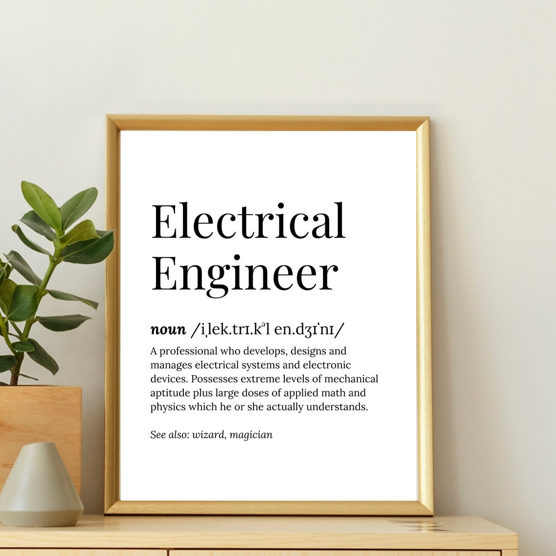 Electrical Engineer Definition Serif Dictionary Funny Wizard Poster - Image 2