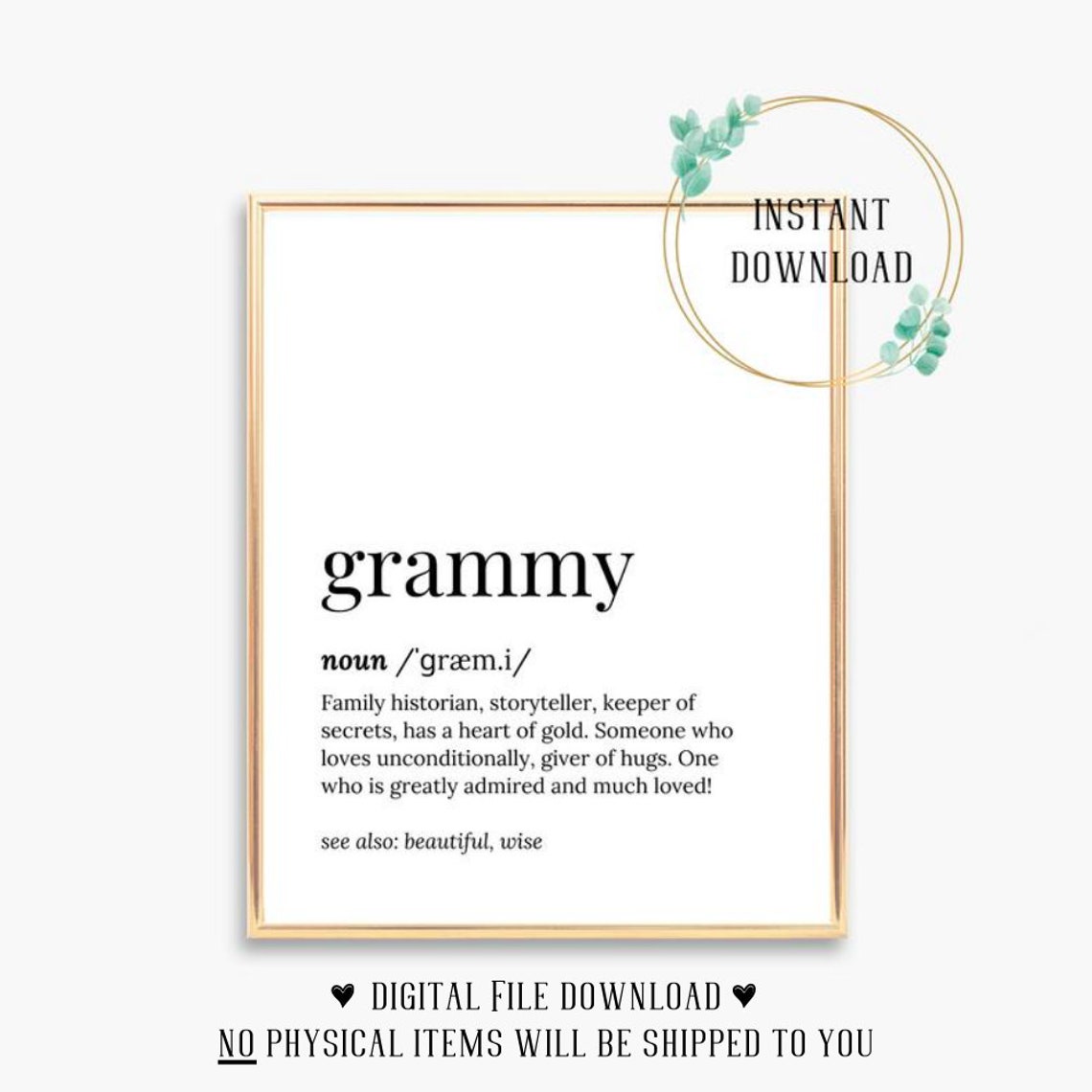 Grammy Dictionary Definition Family Historian Love Gift Poster