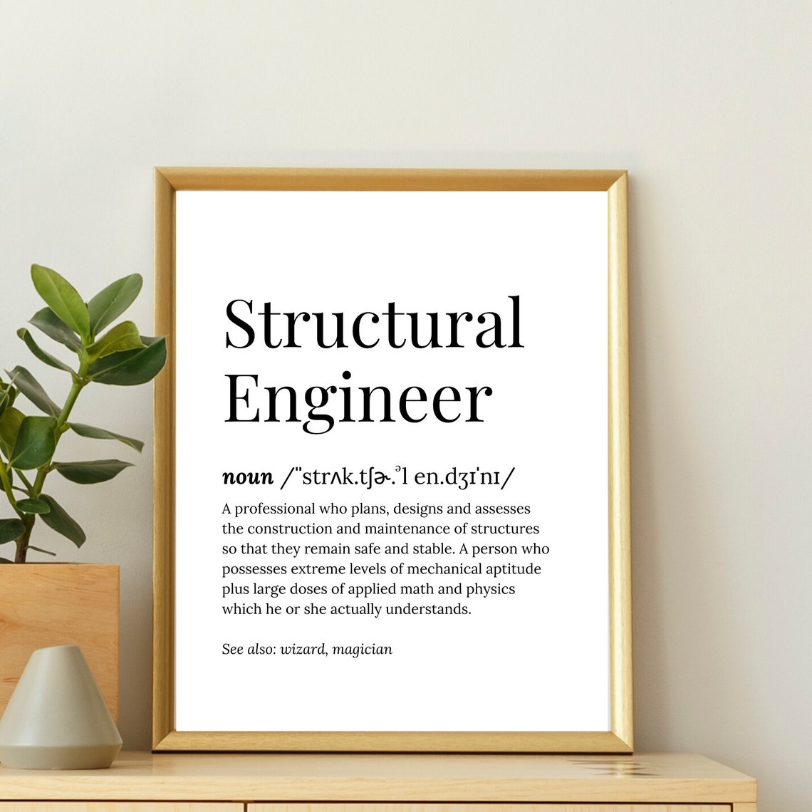 Structural Engineer Definition Serif Dictionary Funny Wizard Poster - Image 2