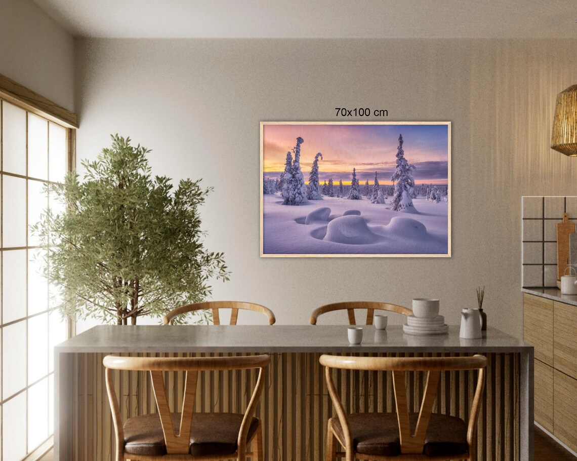 Finland Winter Wonderland Snowy Spruces Colorful Sunset Sky Poster - Image 3