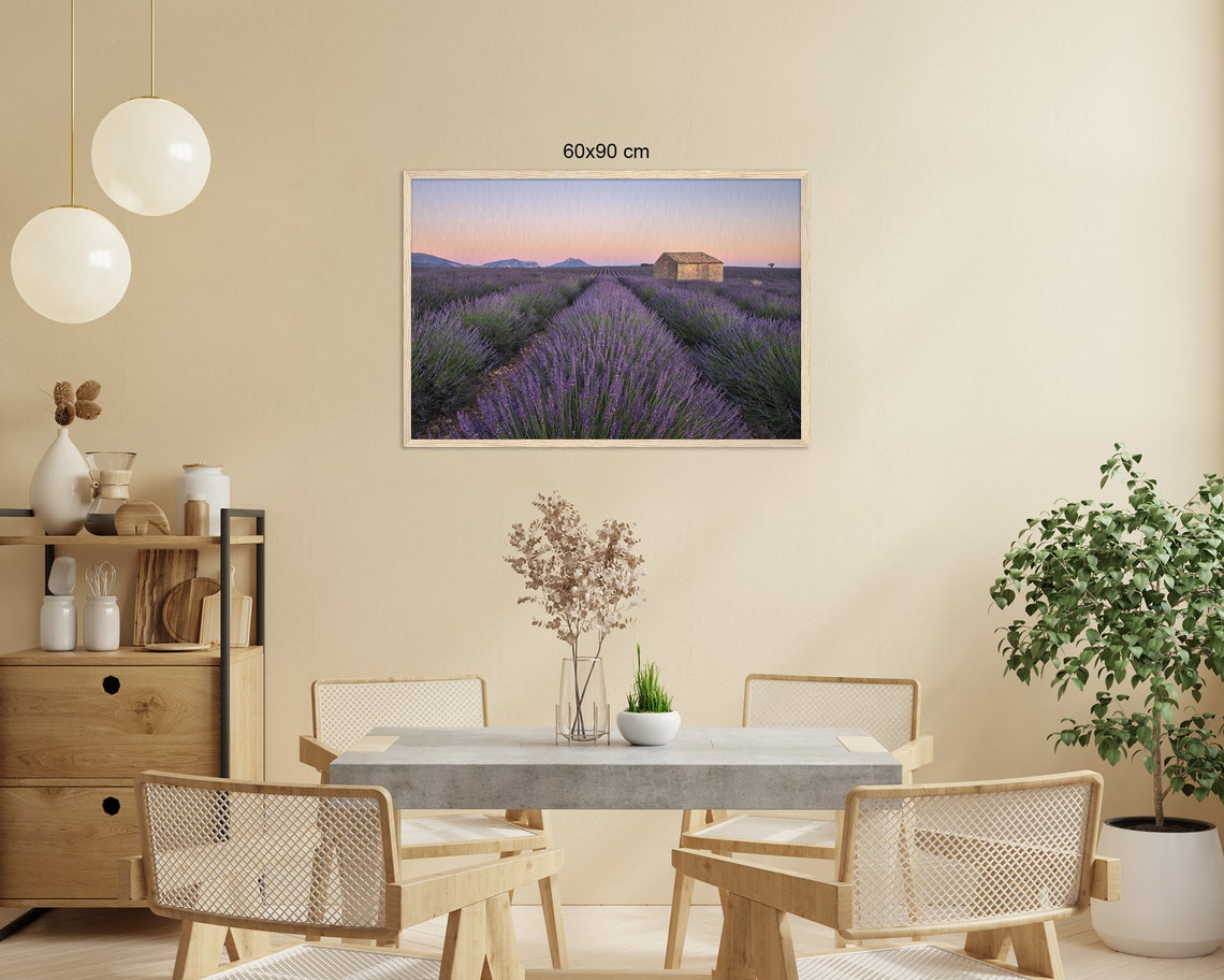 Provence Lavender Rows Dusk Pink Sky Stone Hut France Poster - Image 3