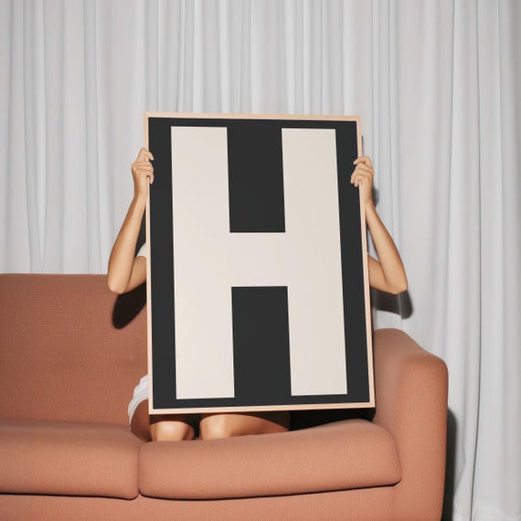 H Print My Type Of A Z Wall Print Retro Wall Art Trendy Wall Art Typography Letters Letter Print Gift Art H